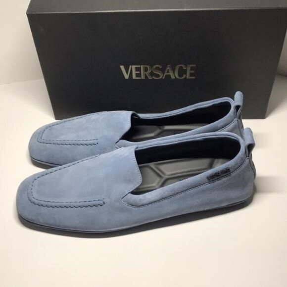 New Authentic Versace Villa Suede Driver Shoes – Blue (Size 47) - Picture 1 of 11